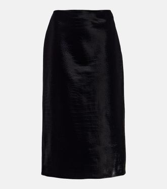 Gucci Croc-effect leather pencil skirt