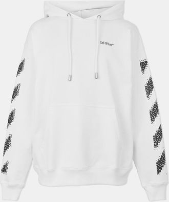 Off-white Mens Off White Hooded Neck Oversize Fit Skate Sweatshirt in White-Black - Size X-Large