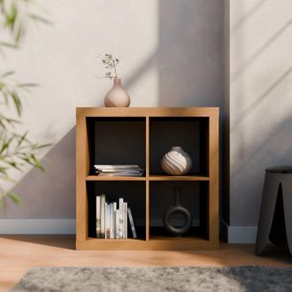 Sweeek Estanter&iacute;a c&uacute;bica, 2 niveles y 4 compartimentos, marr&oacute;n dorado