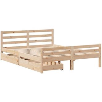 vidaXL Vidaxl - Estructura De Cama Sin Colch&oacute;n Madera Maciza De Pino 135x190 Cm