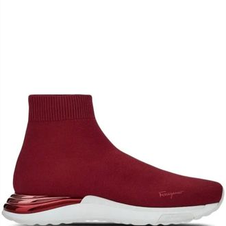 Ferragamo Womens Logo-Print Slip-On Sneakers In Red