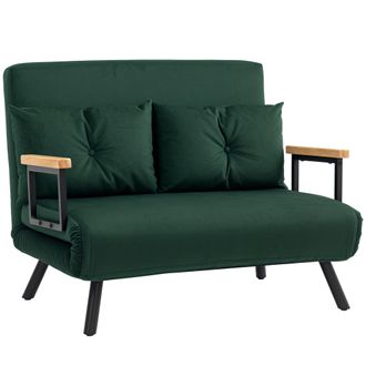 HOMCOM Click Clack 2 Seater Sofa Bed for Living Room - Guest Room - Green | TJ Hughes