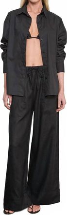 Enza Costa Linen Cropped Summer Pant In Black