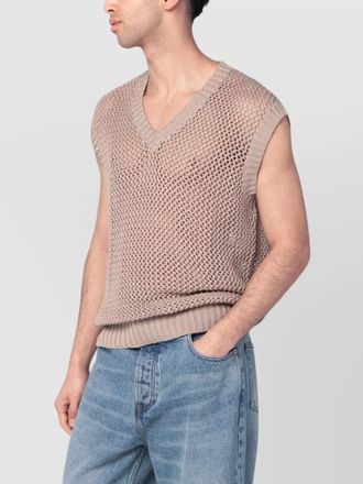 Tagliatore cotton knit texture sleeveless v neck vest