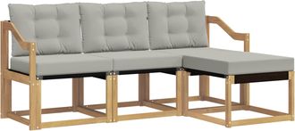 vidaXL Conjunto De Sof&aacute;s De Exterior 4 Uds. Blanco Y Gris Claro Vidaxl