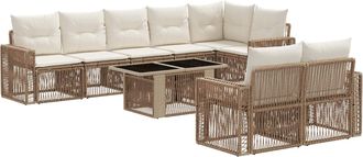 vidaXL Conjunto De Sof&aacute;s De Jard&iacute;n 9 Uds. Beige Y Blanco Crema Vidaxl