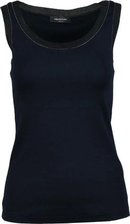 Fabiana Filippi Tops, Dames, Blauw, S, Katoen, Elegante katoen-elastaan T-shirt