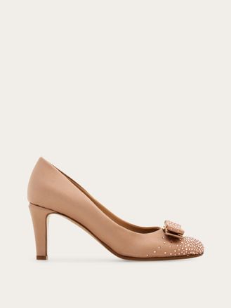 Ferragamo Donna D&eacute;collet&eacute; fiocco Vara con cristalli Beige Taglia 36.5
