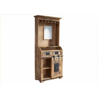 Massivmoebel24 Railway 141 Mobile Bar in legno di mango - laccato / natur 75x35x170