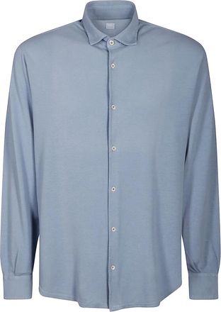 Fedeli Overhemden, Heren, Blauw, 4Xl, Katoen, Superlicht Piqué Katoenen Overhemd met Kraag