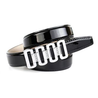 Anthoni Crown Lederg&uuml;rtel ANTHONI CROWN, Damen, Gr. 100, schwarz, Leder, unifarben, G&uuml;rtel Lederg&uuml;rtel, Schmaler Lacklederg&uuml;rtel mit Unterf&uuml;hrung