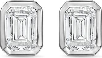 Diana M. Jewels 14Kt White Gold 1.50 cts Lab Grown Emerald Diamond Bezel Studs