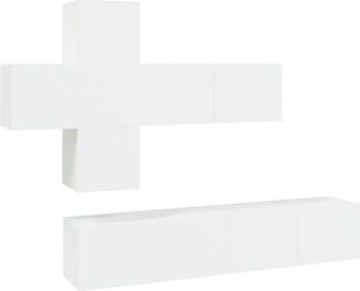 vidaXL Set De Muebles Para Tv 7 Piezas Madera Contrachapada Blanco Vidaxl