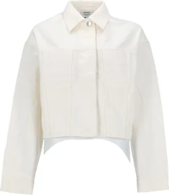 Maison Kitsun&eacute; Boxy Fit Cropped Cotton Jacket