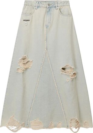 Musium Div. Gonna lunga denim con effetto vissuto - Blu