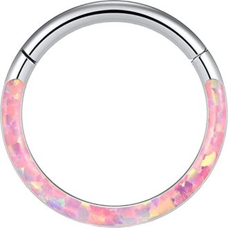 Generic 16G Opal Septum Rings Hoop Nose Ring Lip Stainless Steel Hinged Segment Seamless Cartilage Earrings Tragus Piercing Jewerly Corkscrew (SL2, A)