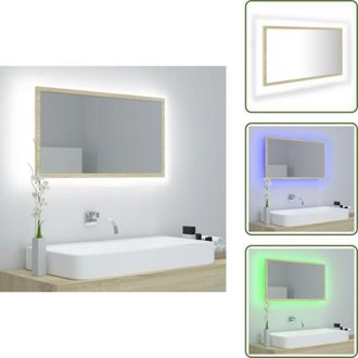 vidaXL The Living Store Specchio da Bagno LED Rovere Sonoma 80x8,5x37 cm in Acrilico - Specchio con led