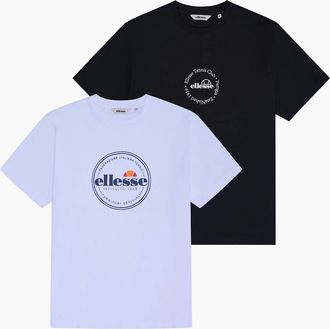 Ellesse Mens Villo Tee (2 pack) - Black/White - Black/Multi - Size: 36