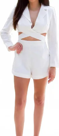 DO+BE Collection Suki Cutout Long Sleeve Romper In White