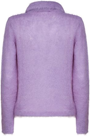 Chlo&eacute; Womens Alpaca-Blend Knit Polo Lilac Knitwear Sweater