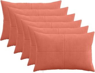 vidaXL Funda De Almohada 6 Pcs Almelo Rojo Naranja 30 X 50 Cm Pana Vidaxl