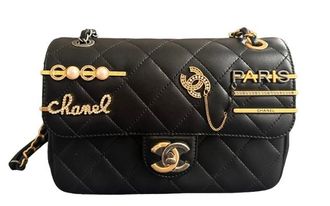 Chanel Collectible Embellished Black Quilted Flap Bag Size 35