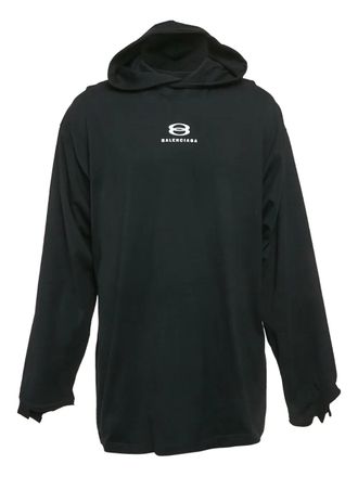 Balenciaga logo-print cotton hoodie - men - Cotton - M - Black