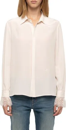 Zadig&Voltaire Thely Lace Silk Shirt in Ecru at Nordstrom, Size X-Small