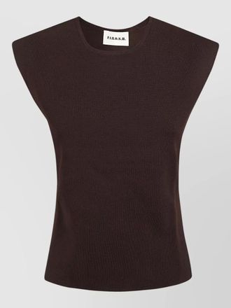 Parosh knitted sleeveless ribbed crew neck top
