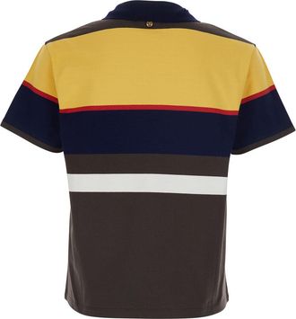 Versace Mens T-Shirt Strips Multicolour Cotton T-Shirts And Polos