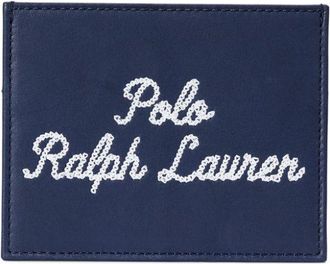 Polo Ralph Lauren logo-embroidered card holder - men - Calf Leather/Polyester - One Size - Blue