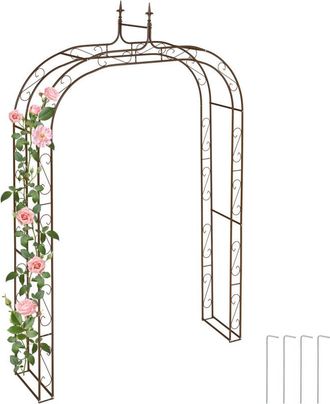 Relaxdays Relaxdays Arco Jard&iacute;n Metal, 240x155x39 Cm, Soporte Enredaderas Y Rosas, Plantas Trepadoras, Tutor Resistente, Marr&oacute;n