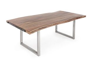 Konte Design Mesa de madera de acacia y patas de acero, 220 x 100 cm