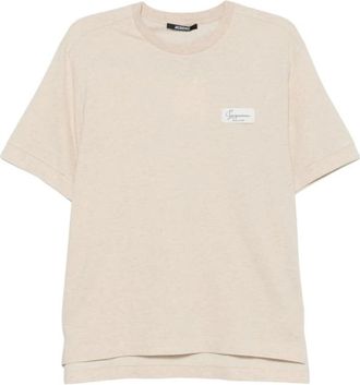 Jacquemus Tops, Heren, Beige, S, Katoen, Le T-shirt Gros Grain