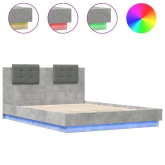 Berkfield Home Bed Frame with LED without Mattress Concrete Grey 150x200 cm King Size
