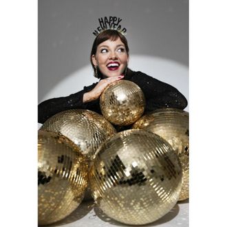 OEM Decoraci&oacute;n Colgante Bola De Discoteca, Dorada, 40 Cm