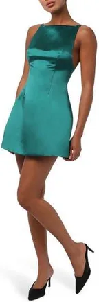 Lulus Cody A-Line Satin Minidress in Emerald at Nordstrom Rack, Size X-Small