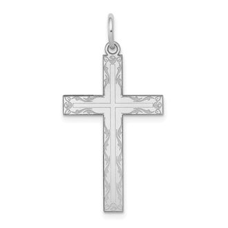 Diamond2Deal 14K White Gold Laser Designed Cross Pendant