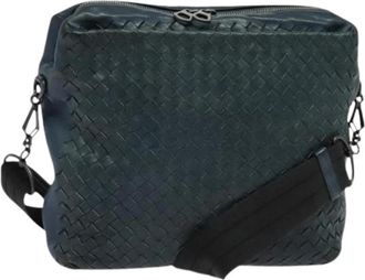 Bottega Veneta Vintage, unisex, Blauw, ONE Size, Leer, Pre-owned Leather Shoulder Bag