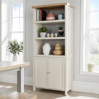 Home Source Industries Avon Low 3 Shelves 2 Doors Bookcase Storage Unit Living Room 36mm Top in White