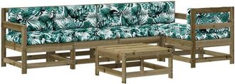 vidaXL Vidaxl - Juego de muebles jardín 6 pzas y cojines madera pino impregnada