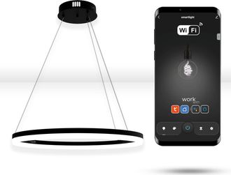 OEM L&aacute;mpara Redonda Led Wifi Tuya De 40 Cm Con Anillo Colgante Negro
