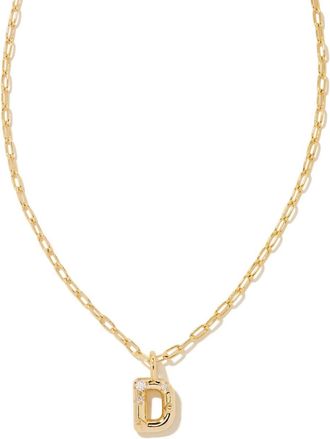 Kendra Scott Womens Crystal Letter D Short Pendant Necklace In Gold White Cz