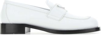 Prada White Leather Loafers