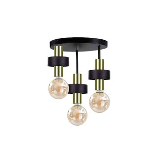 Netlighting Unica Multi Arm Semi Flush Ceiling Light Black Gold 35cm 3x E27
