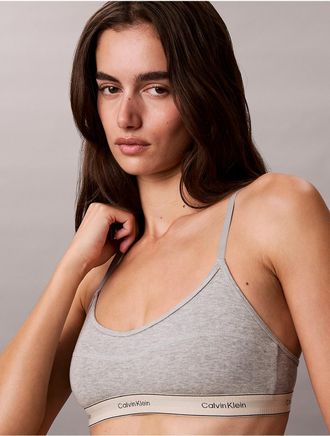 Calvin Klein Womens Heritage Cotton Unlined Bralette - Grey - XL