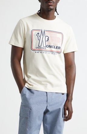 Moncler Logo Stretch Cotton Graphic T-Shirt in Silk White at Nordstrom, Size Xx-Large