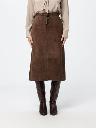 Max Mara S Max Mara Gonna midi svasata in pelle scamosciata con coulisse in vita
