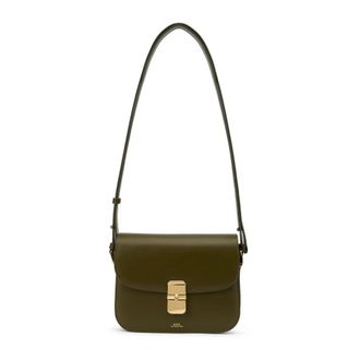 A.P.C. Grace Kleine Schoudertas - Dames - Schoudertassen - Groen - ONE Size - Leer - Tassen