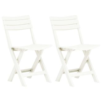 vidaXL Vidaxl - Sillas De Jard&iacute;n Plegables 2 Unidades Pl&aacute;stico Blanco